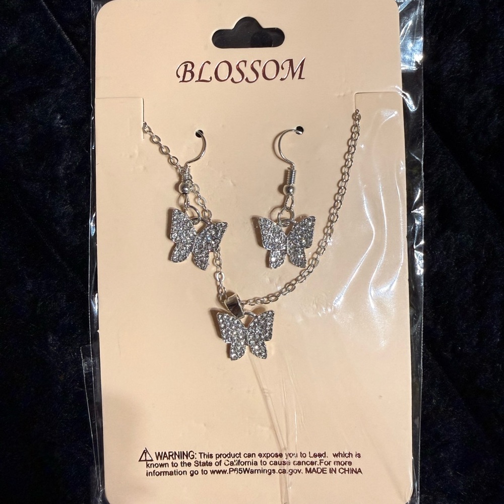 Silver Butterfly Jewelry Set